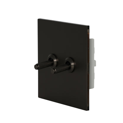 2 Gang Intermediate Switch – Knurled Toggle – Stainless Steel / Copper