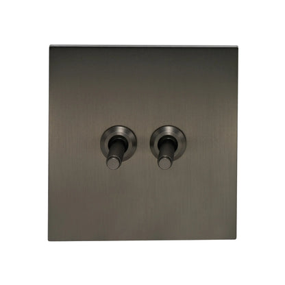 2 Gang 2 Way Switch – Knurled Toggle – Stainless Steel / Copper