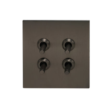 4 Gang 2 Way Switch (86) – Knurled Toggle – Stainless Steel / Copper
