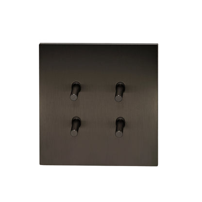 4 Gang 2 Way Switch (86) – Plain Toggle – Stainless Steel / Copper