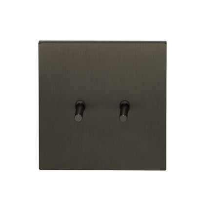 2 Gang Intermediate Switch – Plain Toggle – Stainless Steel / Copper