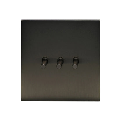 3 Gang 2 Way Switch – Plain Toggle – Stainless Steel / Copper