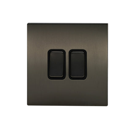 2 Gang 2 Way Switch – Rocker Button – Stainless Steel