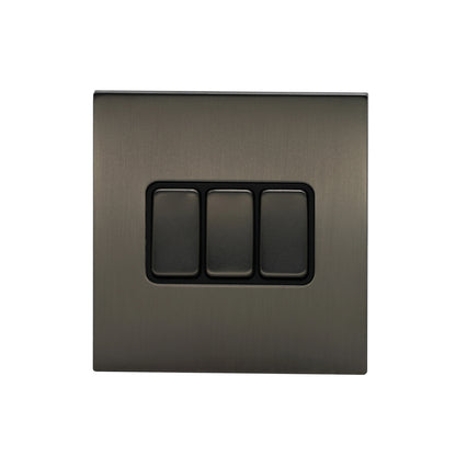 3 Gang 2 Way Switch – Rocker Button – Stainless Steel