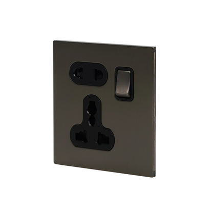 Single 5-Pin Socket 13A – On/Off – Stainless Steel