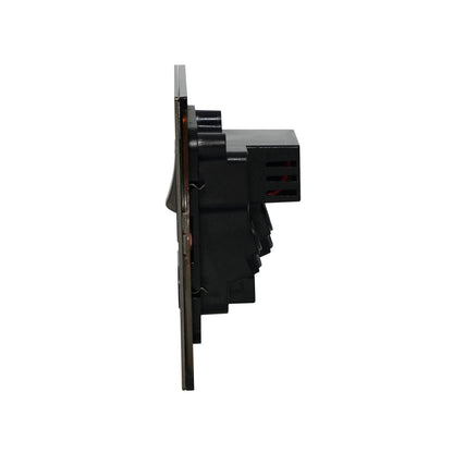 Single UK Socket 13A – On/Off + 2USB – Stainless Steel