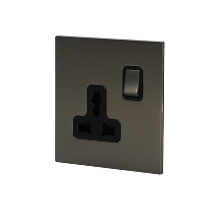 Single MF Socket 13A – On/Off – Stainless Steel