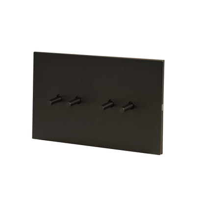 4 Gang 2 Way Switch (148) – Plain Toggle – Stainless Steel / Copper