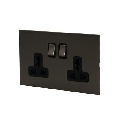 Double MF Socket 13A – On/Off – Stainless Steel