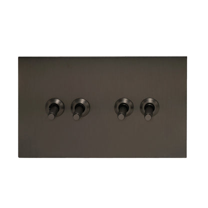 4 Gang 2 Way Switch (148) – Knurled Toggle – Stainless Steel / Copper