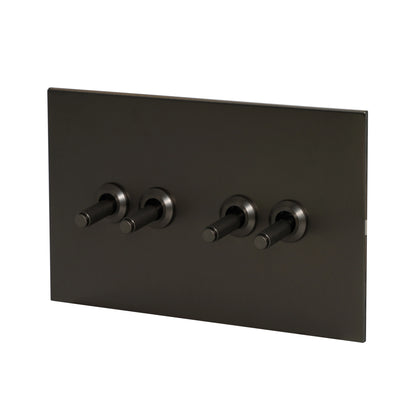 4 Gang 2 Way Switch (148) – Knurled Toggle – Stainless Steel / Copper