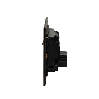 Double UK Socket 13A – On/Off + 2USB – Stainless Steel