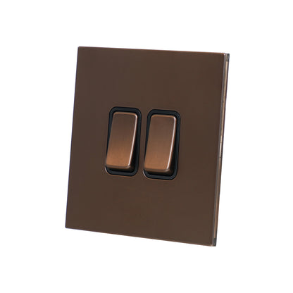 2 Gang 2 Way Switch – Rocker Button – Stainless Steel