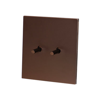 2 Gang Intermediate Switch – Plain Toggle – Stainless Steel / Copper
