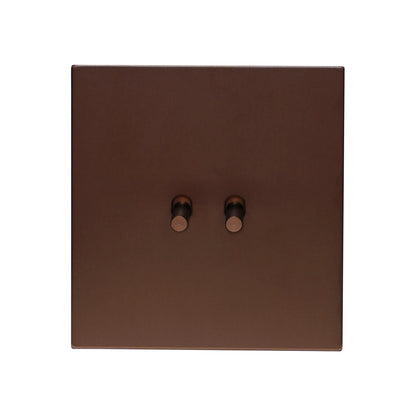 2 Gang Intermediate Switch – Plain Toggle – Stainless Steel / Copper