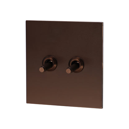 2 Gang Intermediate Switch – Knurled Toggle – Stainless Steel / Copper
