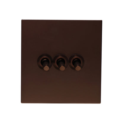 3 Gang 2 Way Switch – Knurled Toggle – Stainless Steel / Copper