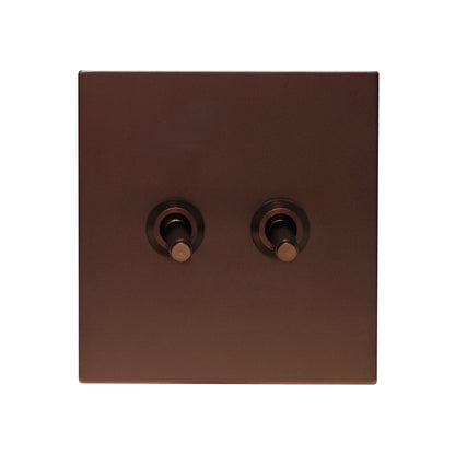 2 Gang Intermediate Switch – Knurled Toggle – Stainless Steel / Copper