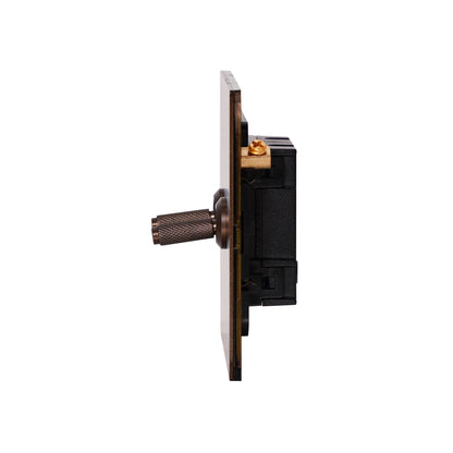 2 Gang 2 Way Switch – Knurled Toggle – Stainless Steel / Copper