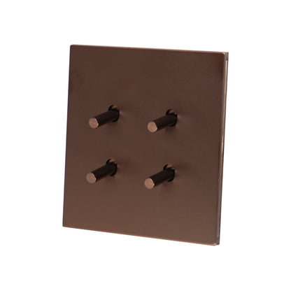 4 Gang 2 Way Switch (86) – Plain Toggle – Stainless Steel / Copper