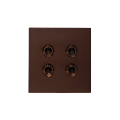 4 Gang 2 Way Switch (86) – Knurled Toggle – Stainless Steel / Copper