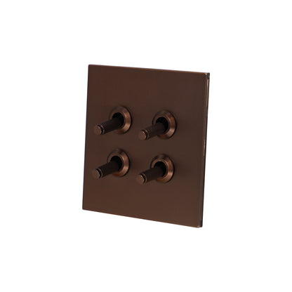 4 Gang 2 Way Switch (86) – Knurled Toggle – Stainless Steel / Copper