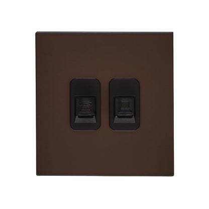 Tel + Computer Socket – Stainless Steel