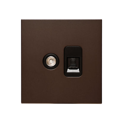 TV + Computer Socket – Stainless Steel