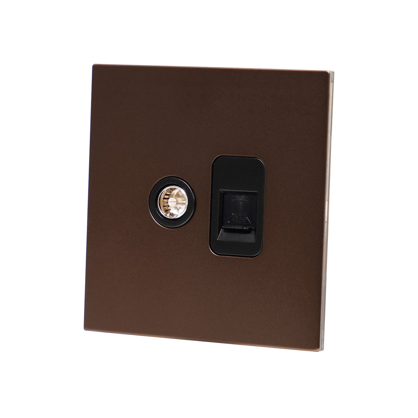 TV + Computer Socket – Stainless Steel