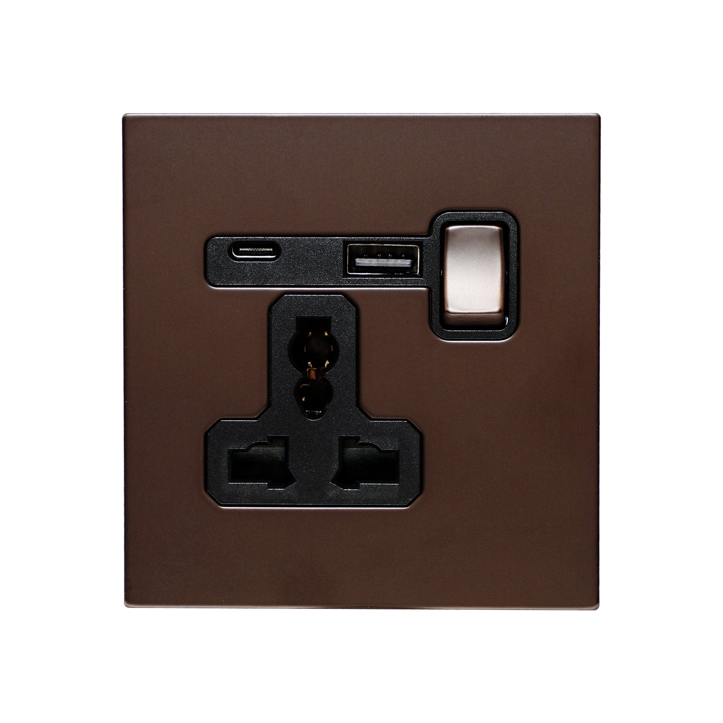 Single MF Socket 13A – On/Off + USB + Type-C – Stainless Steel