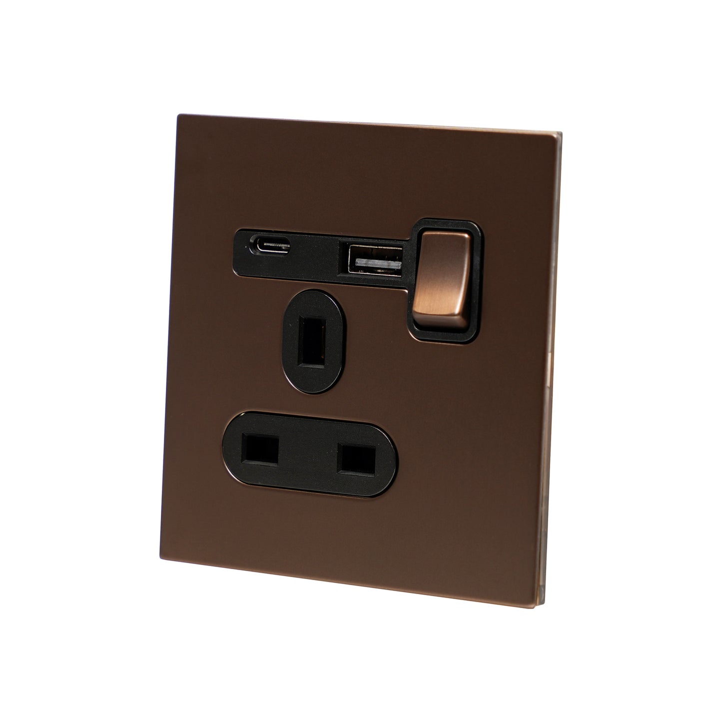 Single UK Socket 13A – On/Off + USB + Type-C – Stainless Steel