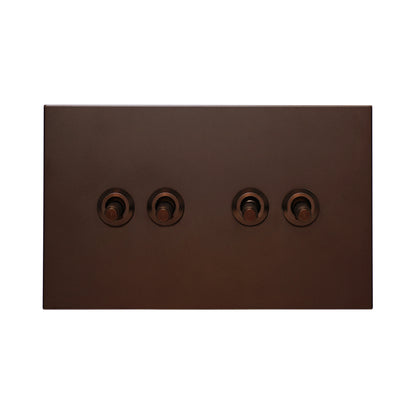4 Gang 2 Way Switch (148) – Knurled Toggle – Stainless Steel / Copper