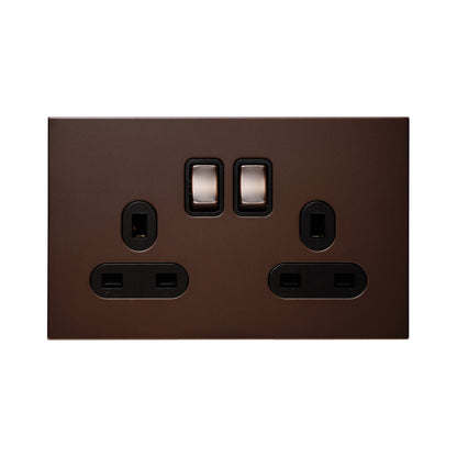 Double UK Socket 13A – On/Off – Stainless Steel
