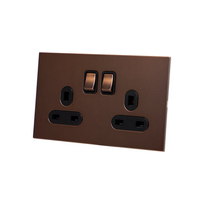 Double UK Socket 13A – On/Off – Stainless Steel