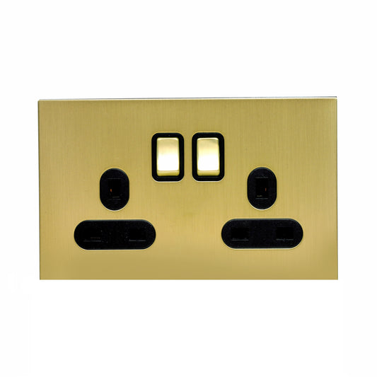 Double UK Socket 13A – On/Off – Stainless Steel