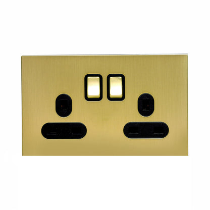 Double UK Socket 13A – On/Off – Stainless Steel