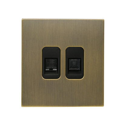 Tel + Computer Socket – Stainless Steel