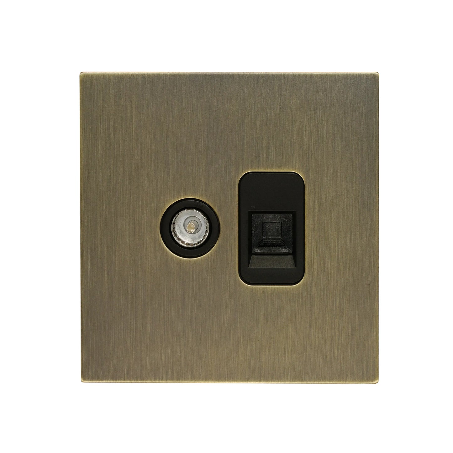 TV + Computer Socket – Stainless Steel