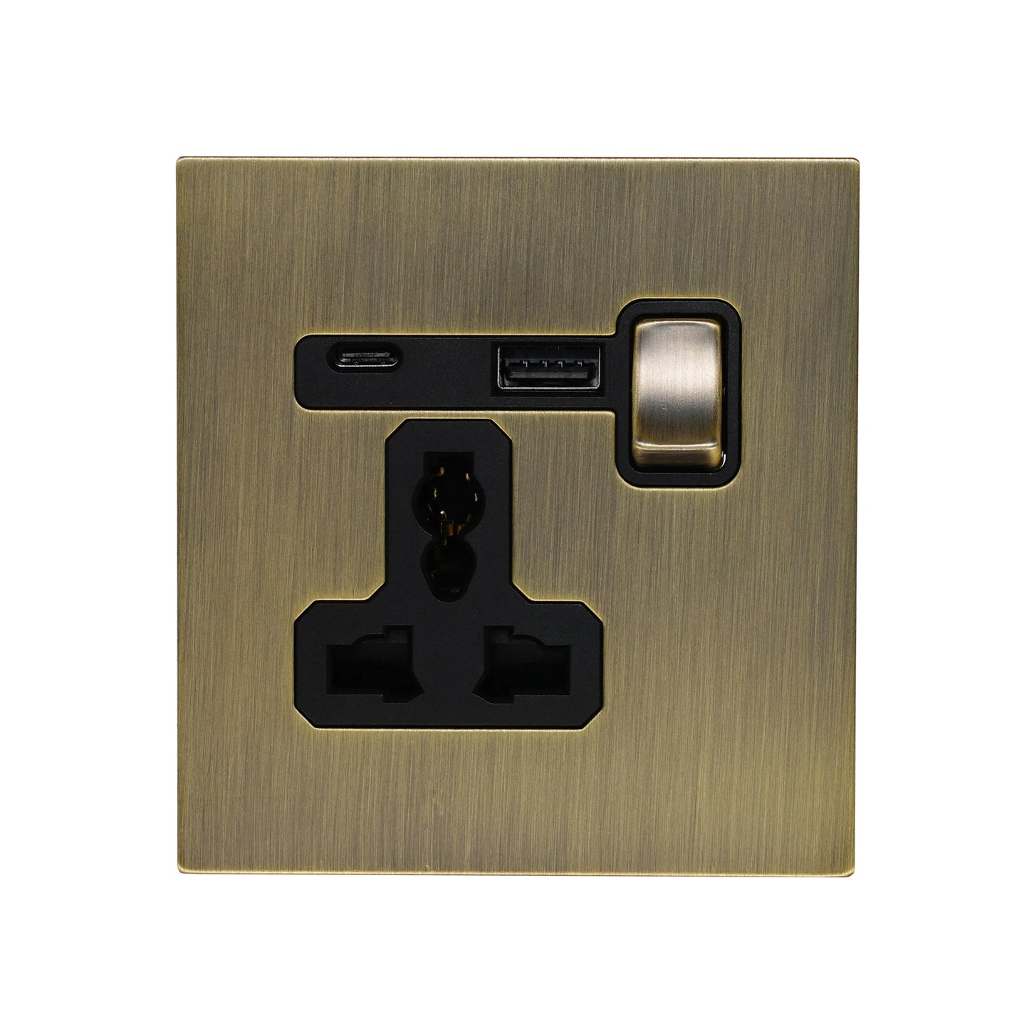 Single MF Socket 13A – On/Off + USB + Type-C – Stainless Steel