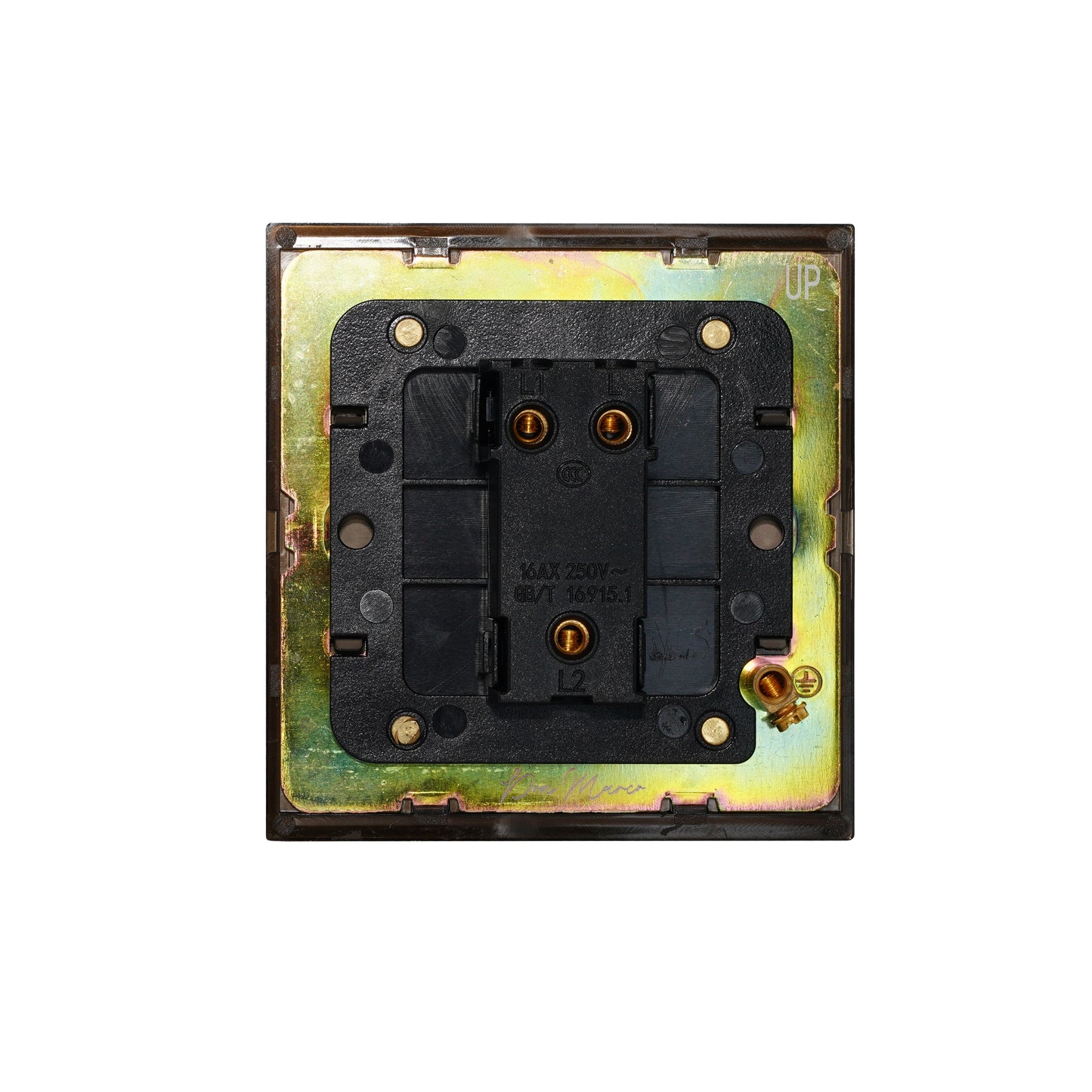 1 Gang 2 Way Switch – Plain Toggle – Stainless Steel / Copper