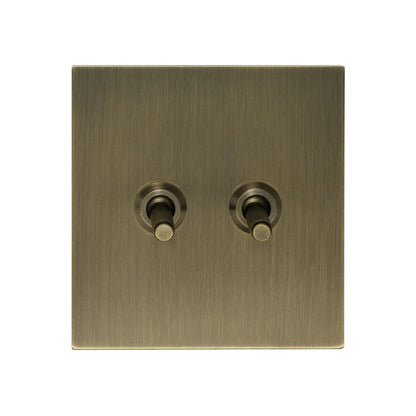 2 Gang Intermediate Switch – Knurled Toggle – Stainless Steel / Copper