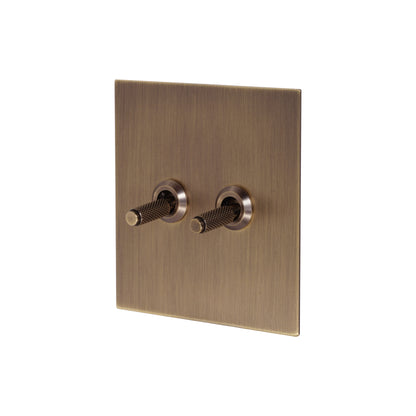 2 Gang Intermediate Switch – Knurled Toggle – Stainless Steel / Copper
