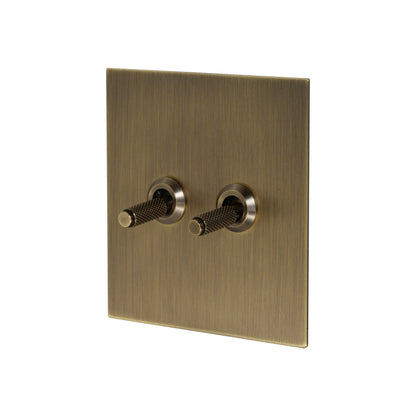 2 Gang Intermediate Switch – Knurled Toggle – Stainless Steel / Copper