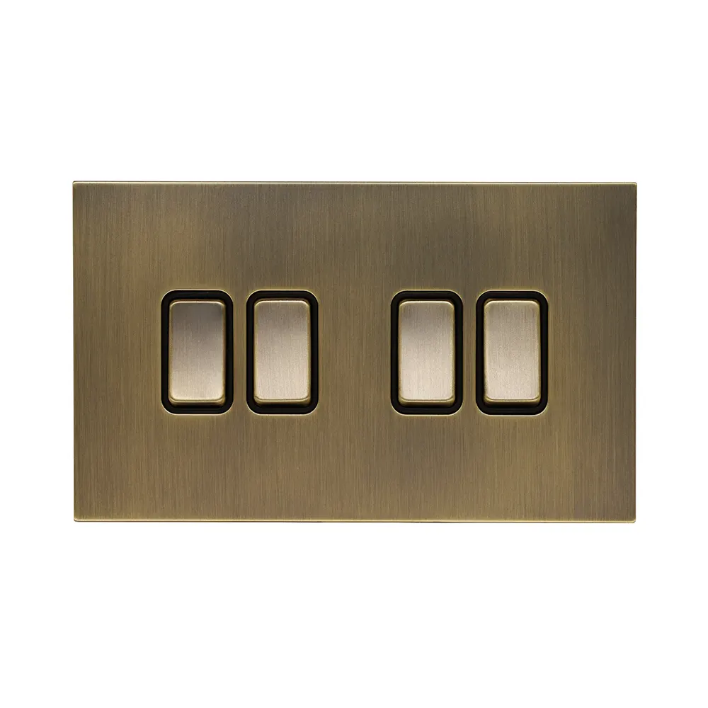 4 Gang 2 Way Switch (148) – Rocker Button – Stainless Steel