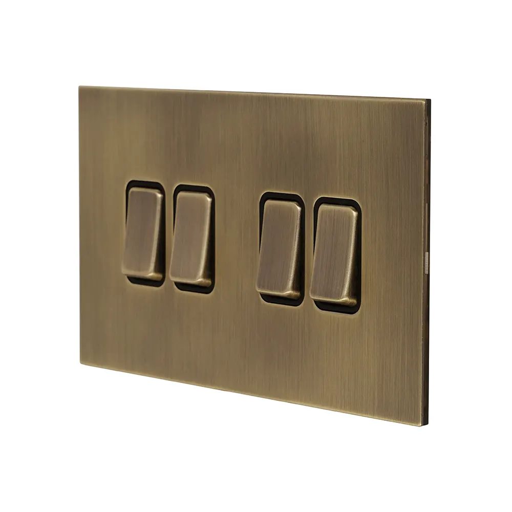 4 Gang 2 Way Switch (148) – Rocker Button – Stainless Steel
