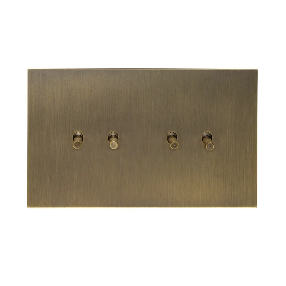 4 Gang 2 Way Switch (86) – Plain Toggle – Stainless Steel / Copper
