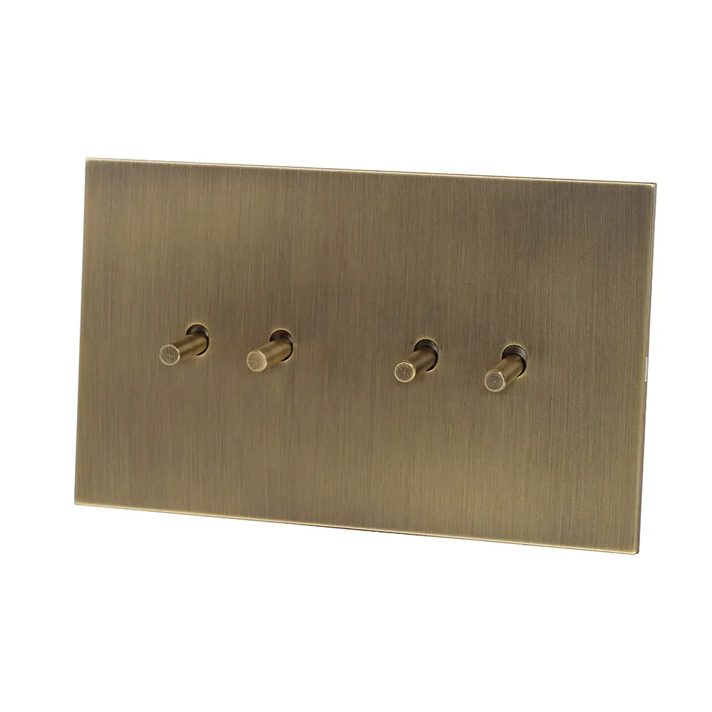 4 Gang 2 Way Switch (86) – Plain Toggle – Stainless Steel / Copper