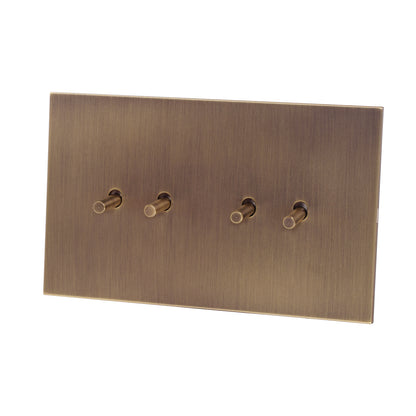 4 Gang 2 Way Switch (148) – Plain Toggle – Stainless Steel / Copper