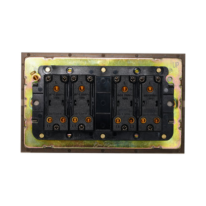 4 Gang 2 Way Switch (148) – Plain Toggle – Stainless Steel / Copper