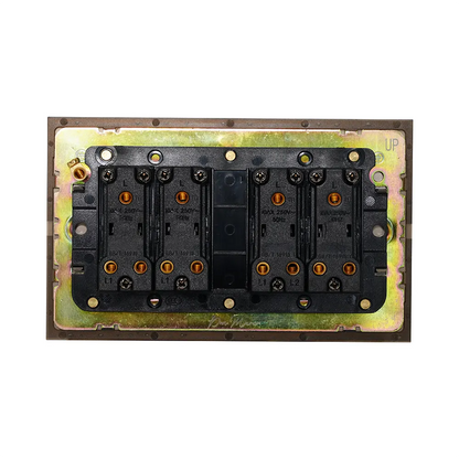 4 Gang 2 Way Switch (86) – Plain Toggle – Stainless Steel / Copper